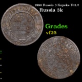 1896 Russia 3 Kopeks Y-11.2 Grades vf+