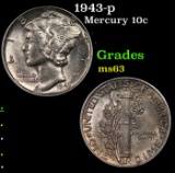 1943-p Mercury Dime 10c Grades Select Unc