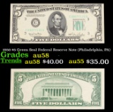 1950 $5 Green Seal Federal Reserve Note (Philadelphia, PA) Grades Choice AU/BU Slider