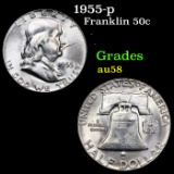 1955-p Franklin Half Dollar 50c Grades Choice AU/BU Slider
