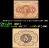 1862 US Fractional Currency 5c First Issue Fr-1230 Grades Choice AU