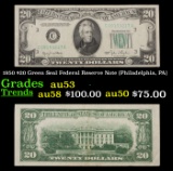 1950 $20 Green Seal Federal Reserve Note (Philadelphia, PA) Grades Select AU