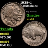 1938-d Buffalo Nickel 5c Grades Choice+ Unc