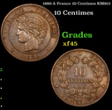 1880-A France 10 Centimes KM815 Grades xf+