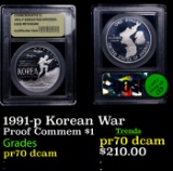 Proof 1991-p Korean War Modern Commem Dollar $1 Graded GEM++ Proof Deep Cameo BY USCG