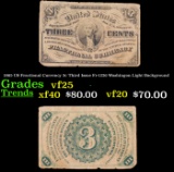 1865 US Fractional Currency 3c Third Issue Fr-1226 Washingon Light Background Grades vf+