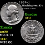 1932-d Washington Quarter 25c Grades xf+