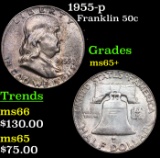 1955-p Franklin Half Dollar 50c Grades GEM+ Unc