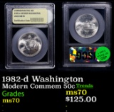 1982-d Washington Modern Commem Half Dollar 50c Graded ms70, Perfection BY USCG