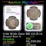 ***Auction Highlight*** NGC 1798 Wide Date Draped Bust Dollar BB-122,B-14 $1 Graded vg details By NG