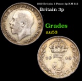 1919 Britain 3 Pence 3p KM-813 Grades Select AU