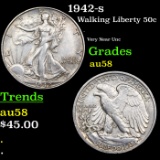 1942-s Walking Liberty Half Dollar 50c Grades Choice AU/BU Slider