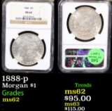 NGC 1888-p Morgan Dollar $1 Graded ms62 By NGC