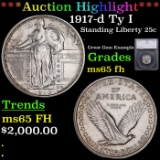 ***Auction Highlight*** 1917-d Ty I Standing Liberty Quarter 25c Graded ms65 fh By SEGS (fc)