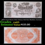 1800's Canal Bank of New Orleans $100 Note Obsollete, Currency Grades Gem CU