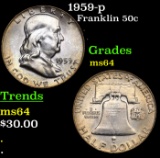1959-p Franklin Half Dollar 50c Grades Choice Unc