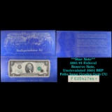 **Star Note** 1995 $2 Federal Reserve Note, Uncirculated 2002 BEP Folio Issue Grades Gem CU