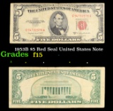 1953B $5 Red Seal Fancy Serial United States Note Grades f+