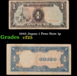 1943 Japan 1 Peso Note 1p Grades vf+