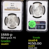 NGC 1888-p Morgan Dollar $1 Graded ms63 By NGC