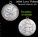 1858 Love Token Seated Liberty Dime 10c Grades xf details