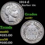 1914-d Barber Dime 10c Grades Choice AU/BU Slider+