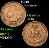 1903 Indian Cent 1c Grades xf+