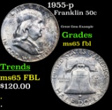 1955-p Franklin Half Dollar 50c Grades GEM FBL