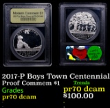 Proof 2017-P Boys Town Centennial Modern Commem Dollar $1 Graded GEM++ Proof Deep Cameo BY USCG