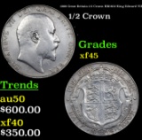 1908 Great Britain 1/2 Crown KM-802 King Edward VII Grades xf+