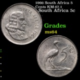 1965 South Africa 5 Cents KM-67.1 Grades Choice Unc