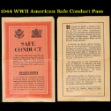 1944 WWII American Safe Conduct Pass Grades NG