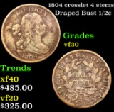 1804 crosslet 4 stems Draped Bust Half Cent 1/2c Grades vf++