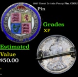 1887 Great Britain Penny Pin, COOL! Grades XF
