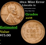 19xx Lincoln Cent Mint Error 1c Grades Choice AU/BU Slider