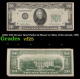1950 $20 Green Seal Federal Reserve Note (Cleveland, OH) Grades vf+