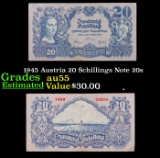 1945 Austria 20 Schillings Note 20s Grades Choice AU