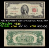 *Star Note* 1953 $2 Red Seal United States Note Fr-1509* Grades vf+