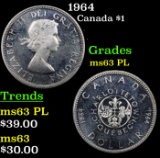 1964 Canada Dollar $1 Grades Select Unc PL