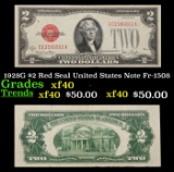 1928G $2 Red Seal United States Note Fr-1508 Grades xf