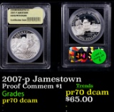 Proof 2007-p Jamestown Modern Commem Dollar $1 Graded GEM++ Proof Deep Cameo BY USCG