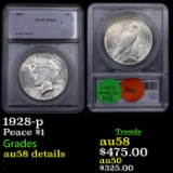 1928-p Peace Dollar $1 Graded au58 details By SEGS