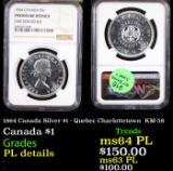 NGC 1964 Canada Silver $1 - Quebec Charlottetown  KM-58 Graded PL details By NGC