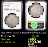NGC 1805 MO TH Mexico 8 Reales Silver Coin KM-109 Graded au details By NGC