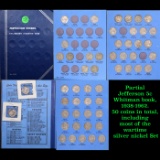 Partial Jefferson 5c Whitman book, 1938-1962. 50 coins in total, including most of the wartime silve