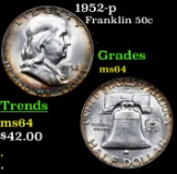 1952-p Franklin Half Dollar 50c Grades Choice Unc