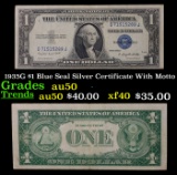 1935G $1 Blue Seal Silver Certificate With Motto Grades AU, Almost Unc