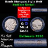 Buffalo Nickel Shotgun Roll in Old Bank Style 'Bell Telephone'  Wrapper 1923 & D Mint Ends.