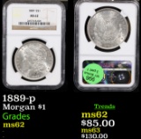 NGC 1889-p Morgan Dollar $1 Graded ms62 By NGC