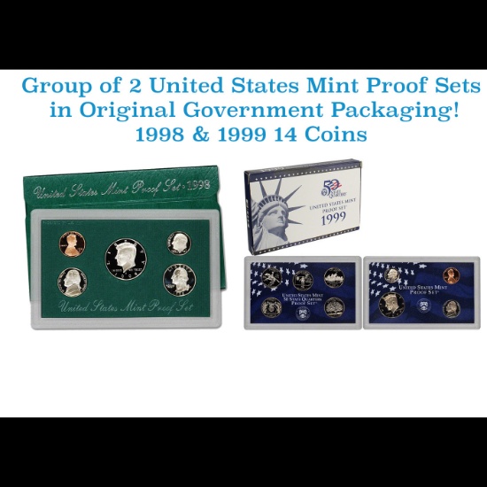Group of 2 United States Mint Proof Sets 1998-1999 14 coins
